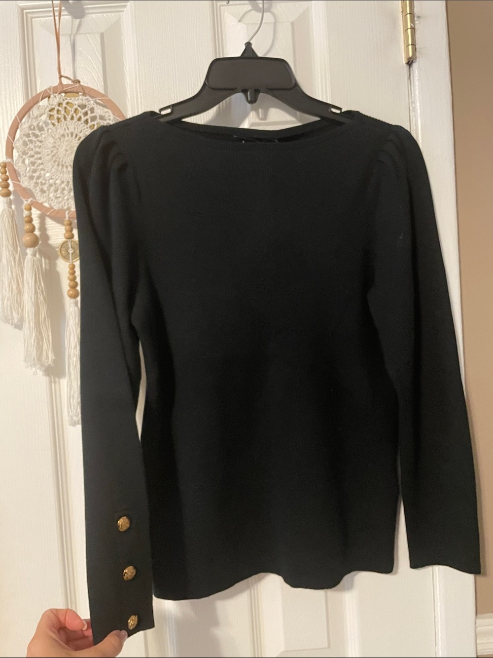 Ralph Lauren Black Long-Sleeve Button-Cuff Women's Top